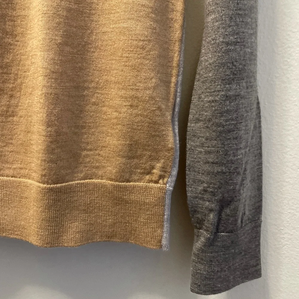 Marks and Spencer Merino Wool Light Brown and Grey Sweater - Picture 8 of 13